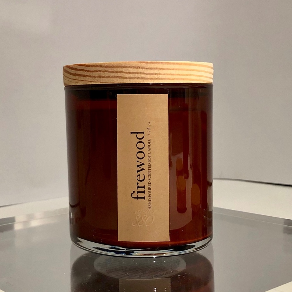 firewood scented soy candle